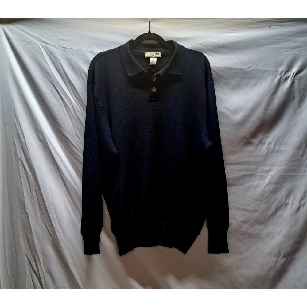 I Levrieri Dark Blue Made in Italy 100% Pure Merino Wool Men's Polo Sweater  XL